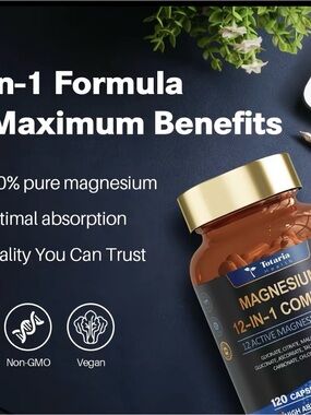 Magnesium 12-in-1 Complex - Gold Cap, Brown Bottle